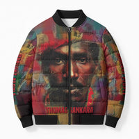 Thomas Sankara Burkina Faso Bomber Puffer Jacket with Bold Portrait and The Upright Man Tribute Design - Wonder Print Shop