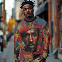 Thomas Sankara Burkina Faso Long Sleeve Shirt with Bold Portrait and The Upright Man Tribute Design - Wonder Print Shop