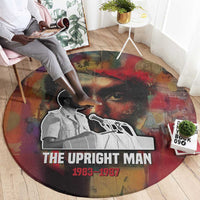 Thomas Sankara Burkina Faso Round Carpet with Bold Portrait and The Upright Man Tribute Design - Wonder Print Shop