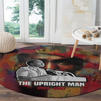 Thomas Sankara Burkina Faso Round Carpet with Bold Portrait and The Upright Man Tribute Design - Wonder Print Shop