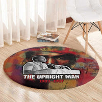 Thomas Sankara Burkina Faso Round Carpet with Bold Portrait and The Upright Man Tribute Design - Wonder Print Shop