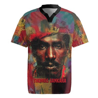 Thomas Sankara Burkina Faso Rugby Jersey with Bold Portrait and The Upright Man Tribute Design - Wonder Print Shop