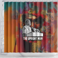Thomas Sankara Burkina Faso Shower Curtain with Bold Portrait and The Upright Man Tribute Design - Wonder Print Shop