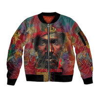 Thomas Sankara Burkina Faso Sleeve Zip Bomber Jacket with Bold Portrait and The Upright Man Tribute Design - Wonder Print Shop