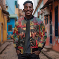 Thomas Sankara Burkina Faso Sleeve Zip Bomber Jacket with Bold Portrait and The Upright Man Tribute Design - Wonder Print Shop