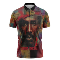 Thomas Sankara Burkina Faso Zipper Polo Shirt with Bold Portrait and The Upright Man Tribute Design - Wonder Print Shop