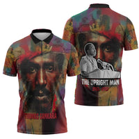 Thomas Sankara Burkina Faso Zipper Polo Shirt with Bold Portrait and The Upright Man Tribute Design - Wonder Print Shop