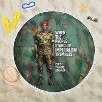 Burkina Faso Thomas Sankara Beach Blanket with Military Stance and Anti-Imperialist Quote Tribute Design - Wonder Print Shop