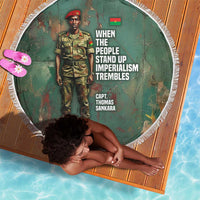Burkina Faso Thomas Sankara Beach Blanket with Military Stance and Anti-Imperialist Quote Tribute Design - Wonder Print Shop