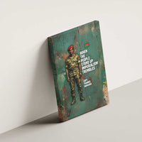 Burkina Faso Thomas Sankara Canvas Wall Art with Military Stance and Anti-Imperialist Quote Tribute Design - Wonder Print Shop