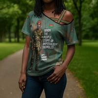 Burkina Faso Thomas Sankara Cross Shoulder Shirt with Military Stance and Anti-Imperialist Quote Tribute Design - Wonder Print Shop