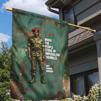 Burkina Faso Thomas Sankara Garden Flag with Military Stance and Anti-Imperialist Quote Tribute Design - Wonder Print Shop