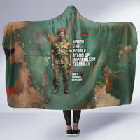 Burkina Faso Thomas Sankara Hooded Blanket with Military Stance and Anti-Imperialist Quote Tribute Design - Wonder Print Shop