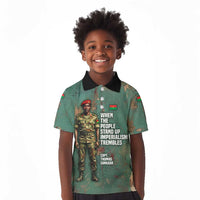 Burkina Faso Thomas Sankara Kid Polo Shirt with Military Stance and Anti-Imperialist Quote Tribute Design - Wonder Print Shop