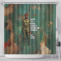 Burkina Faso Thomas Sankara Shower Curtain with Military Stance and Anti-Imperialist Quote Tribute Design - Wonder Print Shop