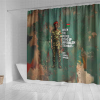 Burkina Faso Thomas Sankara Shower Curtain with Military Stance and Anti-Imperialist Quote Tribute Design - Wonder Print Shop