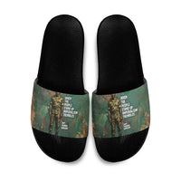 Burkina Faso Thomas Sankara Slide Sandals with Military Stance and Anti-Imperialist Quote Tribute Design - Wonder Print Shop