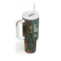 Burkina Faso Thomas Sankara Tumbler With Handle with Military Stance and Anti-Imperialist Quote Tribute Design - Wonder Print Shop