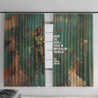 Burkina Faso Thomas Sankara Window Curtain with Military Stance and Anti-Imperialist Quote Tribute Design - Wonder Print Shop