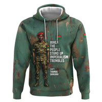 Burkina Faso Thomas Sankara Zip Hoodie with Military Stance and Anti-Imperialist Quote Tribute Design - Wonder Print Shop