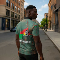 Burkina Faso Thomas Sankara Zipper Polo Shirt with Military Stance and Anti-Imperialist Quote Tribute Design - Wonder Print Shop