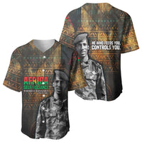 Thomas Sankara Baseball Jersey Burkina Faso Africa Self-Reliance Message and Military Portrait - Wonder Print Shop