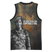 Thomas Sankara Basketball Jersey Burkina Faso Africa Self-Reliance Message and Military Portrait - Wonder Print Shop