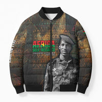 Thomas Sankara Bomber Puffer Jacket Burkina Faso Africa Self-Reliance Message and Military Portrait - Wonder Print Shop