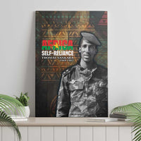 Thomas Sankara Canvas Wall Art Burkina Faso Africa Self-Reliance Message and Military Portrait - Wonder Print Shop