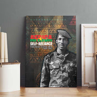 Thomas Sankara Canvas Wall Art Burkina Faso Africa Self-Reliance Message and Military Portrait - Wonder Print Shop