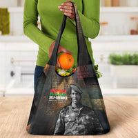 Thomas Sankara Grocery Bag Burkina Faso Africa Self-Reliance Message and Military Portrait - Wonder Print Shop