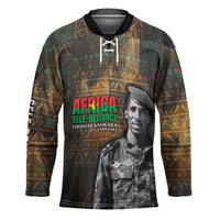 Thomas Sankara Hockey Jersey Burkina Faso Africa Self-Reliance Message and Military Portrait - Wonder Print Shop