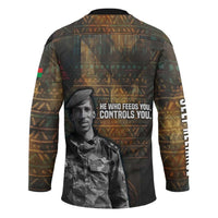 Thomas Sankara Hockey Jersey Burkina Faso Africa Self-Reliance Message and Military Portrait - Wonder Print Shop