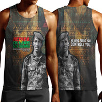 Thomas Sankara Men Tank Top Burkina Faso Africa Self-Reliance Message and Military Portrait - Wonder Print Shop