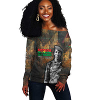 Thomas Sankara Off Shoulder Sweater Burkina Faso Africa Self-Reliance Message and Military Portrait - Wonder Print Shop