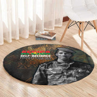 Thomas Sankara Round Carpet Burkina Faso Africa Self-Reliance Message and Military Portrait - Wonder Print Shop