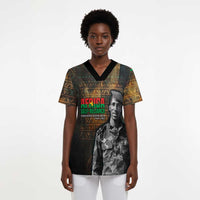 Thomas Sankara Scrub Top Burkina Faso Africa Self-Reliance Message and Military Portrait - Wonder Print Shop