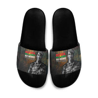 Thomas Sankara Slide Sandals Burkina Faso Africa Self-Reliance Message and Military Portrait - Wonder Print Shop