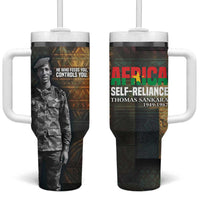 Thomas Sankara Tumbler With Handle Burkina Faso Africa Self-Reliance Message and Military Portrait - Wonder Print Shop