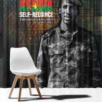 Thomas Sankara Window Curtain Burkina Faso Africa Self-Reliance Message and Military Portrait - Wonder Print Shop