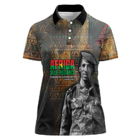 Thomas Sankara Women Polo Shirt Burkina Faso Africa Self-Reliance Message and Military Portrait - Wonder Print Shop