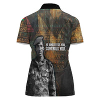 Thomas Sankara Women Polo Shirt Burkina Faso Africa Self-Reliance Message and Military Portrait - Wonder Print Shop
