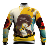 Angela Davis Baseball Jacket Bold Pop Art Style Freedom Is a Constant Struggle Quote Civil Rights Activist - Wonder Print Shop