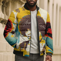 Angela Davis Bomber Puffer Jacket Bold Pop Art Style Freedom Is a Constant Struggle Quote Civil Rights Activist - Wonder Print Shop