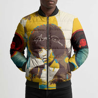 Angela Davis Bomber Puffer Jacket Bold Pop Art Style Freedom Is a Constant Struggle Quote Civil Rights Activist - Wonder Print Shop