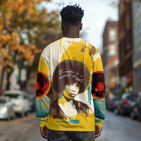 Angela Davis Long Sleeve Shirt Bold Pop Art Style Freedom Is a Constant Struggle Quote Civil Rights Activist - Wonder Print Shop
