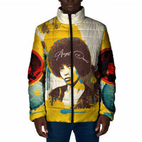 Angela Davis Padded Jacket Bold Pop Art Style Freedom Is a Constant Struggle Quote Civil Rights Activist - Wonder Print Shop