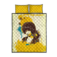 Angela Davis Quilt Bed Set Bold Pop Art Style Freedom Is a Constant Struggle Quote Civil Rights Activist - Wonder Print Shop