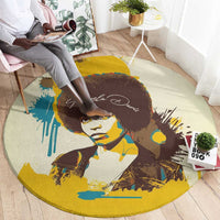 Angela Davis Round Carpet Bold Pop Art Style Freedom Is a Constant Struggle Quote Civil Rights Activist - Wonder Print Shop