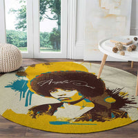 Angela Davis Round Carpet Bold Pop Art Style Freedom Is a Constant Struggle Quote Civil Rights Activist - Wonder Print Shop
